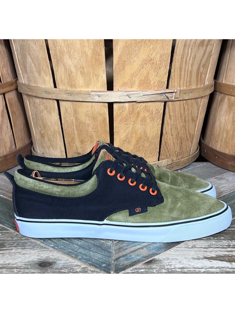 Radii FM1083 The Jax Olive Black Orange Suede Skateboarding Shoes Mens Size 8.5